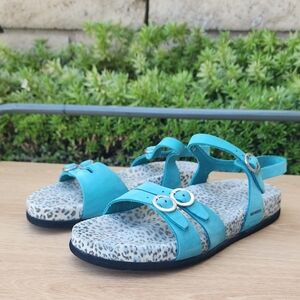 Mephisto Turquoise Leather Sandals Made In France Size 38